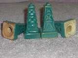 Oil Derrick shakers glazed turquoise